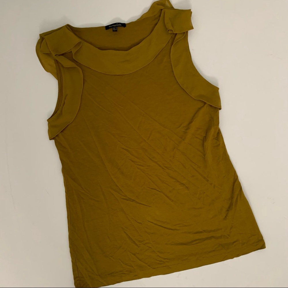 Massimo Dutti Mustard Green sleeveless top size Small